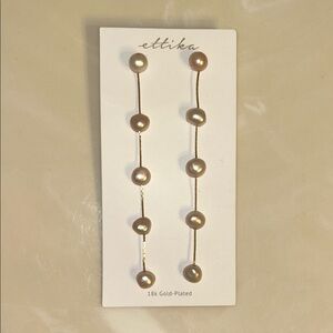 Ettika Gold-Plated Pearl Linear Earrings